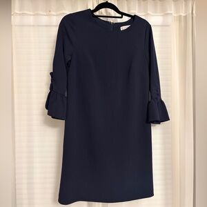 Nanette Lepore Navy Ruffled Sleeve Shift Dress